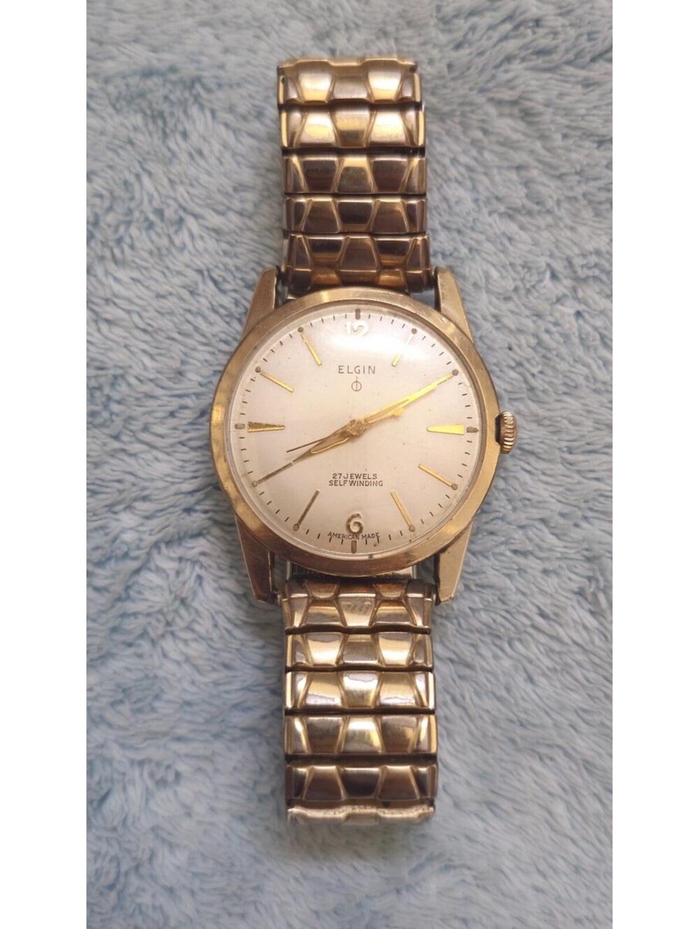 Vintage Elgin 27 Jewel Self Winding Men's Wristwatch 10k RGP Bezel  AS IS READ
